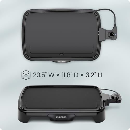 Chefman 10x16 Inch Electric Griddle with Removable Temperature Control, Nonstick Flat Top Grill for Breakfast & Cooking