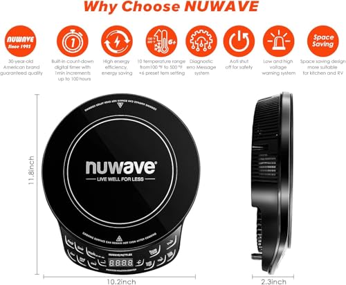 Nuwave Induction Cooktop 10.25-Inch Shatter-Resistant Ceramic Glass with Precise Temperature Control