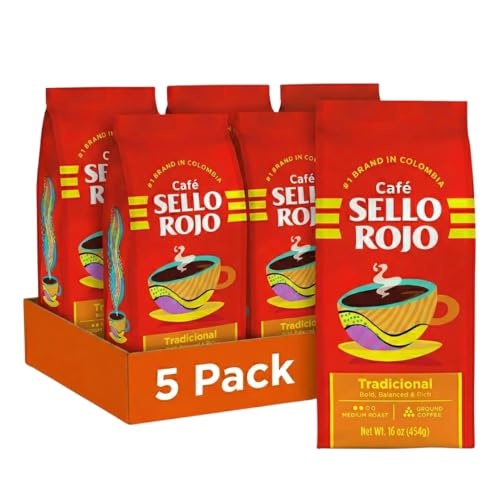 Sello Rojo Colombian Medium Roast Ground Coffee 16oz - Pack of 5