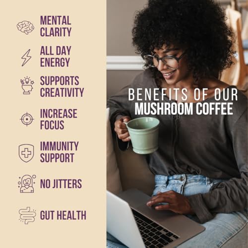 Grateful Earth Instant Mushroom Coffee Pack of 20 with Lion's Mane & Adaptogens