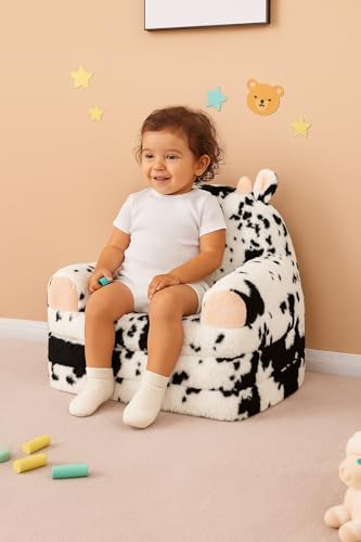 QIUODO Cow Toddler Couch Chair 2-in-1 Foldable Kids Sofa for Bedroom Playroom