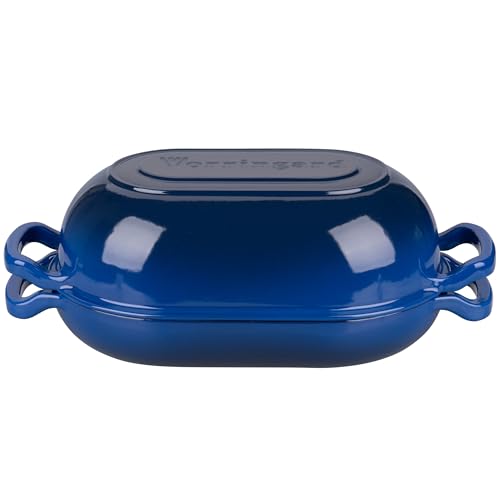 VORRINGARD 5 QT Blue Enameled Cast Iron Dutch Oven for Bread & Cooking