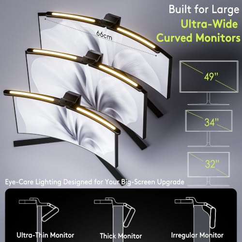 Curved Monitor Light Bar for 34+ Inch Ultrawide Curved Screens - Adjustable Dual LED Desk Lamp