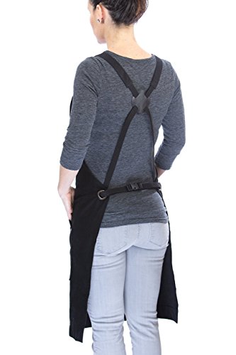 Hudson Durable Goods Black Professional Chef Apron for Kitchen, BBQ & Grill