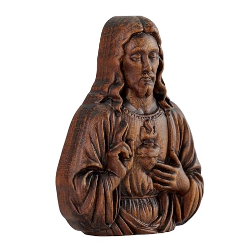 bgcarpenter Handmade Sacred Heart of Jesus Statue Wall Decor - 8 Inch | Art Deco Variation