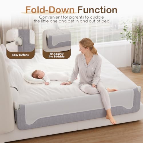 Toddler Bed Rail Guard 71 Inch Swing Down Safety Bed Barrier - Kincongi Variation 71"l x 24"h