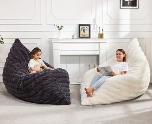 Large Convertible Bean Bag Chair for Adults - Dark Slate Grey, 3-in-1 Lounge Sofa