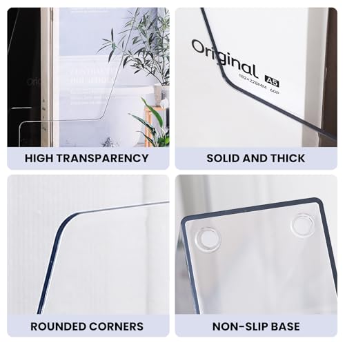 Large Clear Vertical Magazine File Holder - 4 Pack Desk Organizer for Magazines & Documents