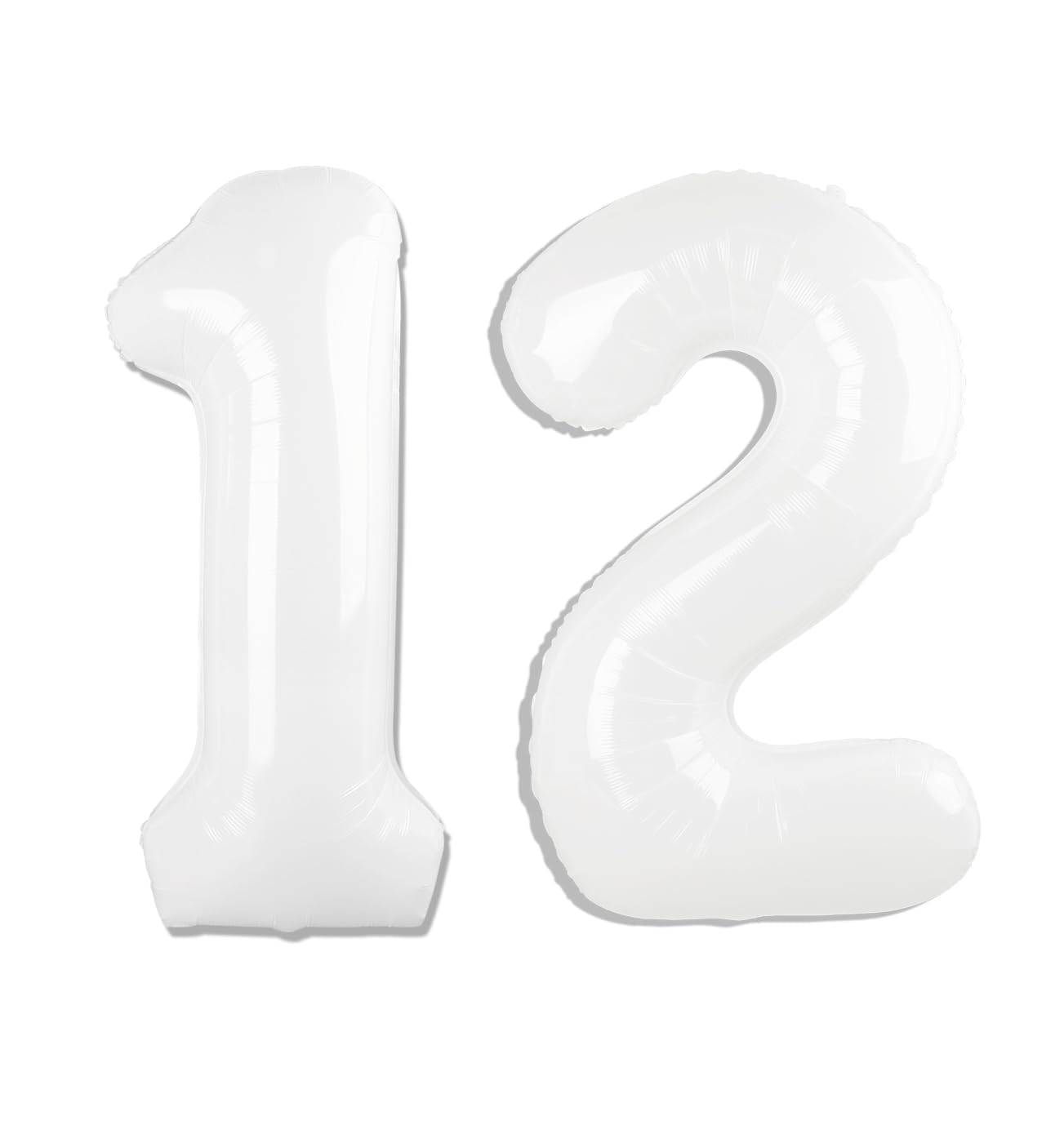 White Number 12 Balloon 40 inch, 12 Number Balloons, 12th White Birthday Decorations for Girls Boys 12 Year Old Party Supplies