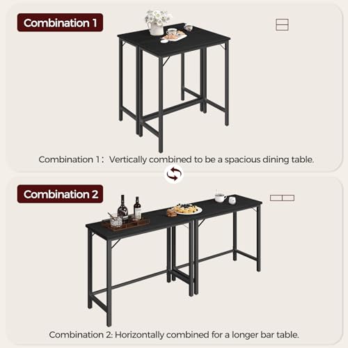 MAHANCRIS Black Narrow Bar Table 63-Inch Connectable Pub & Dining Table