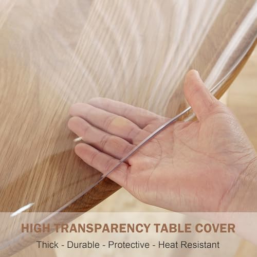 LovePads 48-Inch Round Clear Waterproof Plastic Table Cover Protector 2mm