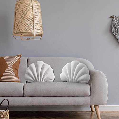 Marsui Sea Princess Seashell Decorative Pillow, Preppy Room Decor Christmas Party Gift Soft Chair Cushion Cute Clam Throw Pillow for Sofa Bed Living Room(White,13.4 x 9.8 in)