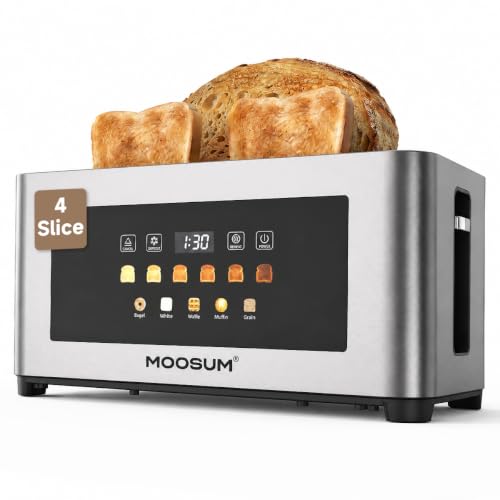 Moosum 4-Slice Digital Toaster with Wide 1.5" Slots, Touchscreen & Browning Control