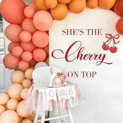 She's The Cherry On Top Balloon Arch Backdrop Decor Decal,She's The Cherry On Top Wall Decal,Sweet Theme Baby Shower Bridal Shower Decor, Anniversary Birthday Party Photo Shoot Props Supplies