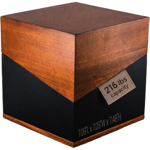 Adult Walnut Wood Cremation Urn with Secure Lid & Velvet Bag