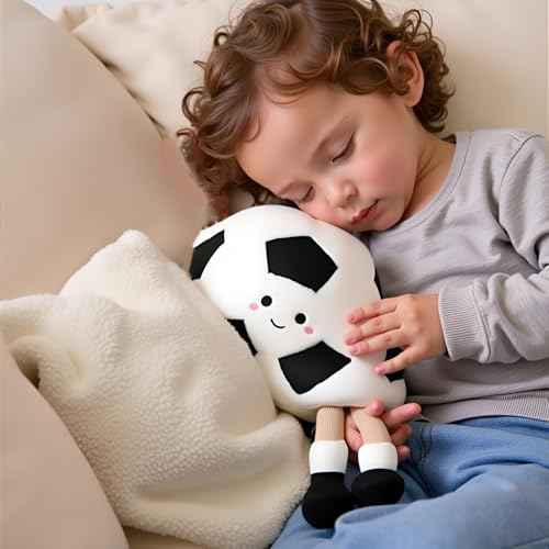 Ryttir 11 Inch Creative 3D Simulation Soccer Pillow,Fluffy Cars Pillow Football Toy Outdoor Cushions for Ball Owners,Clever Boy's and Girl's Room Christmas Decor