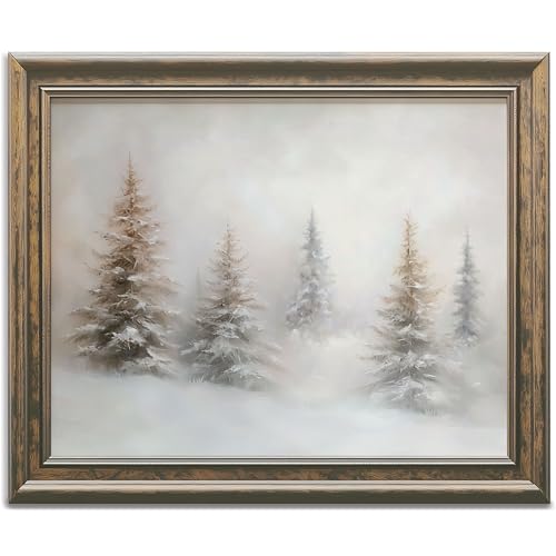 CYLDGNS Snow Pine 11x14 Neutral Christmas Wall Art Print Unframed