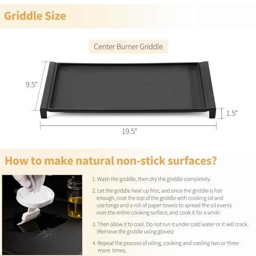 Allstare Cast Iron Griddle Plate for GE Stove - 19.5" Flat Top Cooktop Part