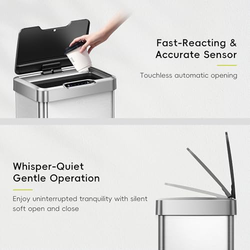 EKO Mirage-T 50L Touchless Motion Sensor Trash Can - Stainless Steel Variation