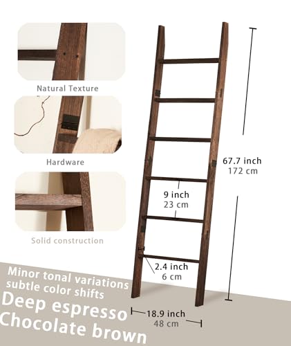 Blanket Ladder for the Living Room 6-Tier, Wooden Decorative Quilt