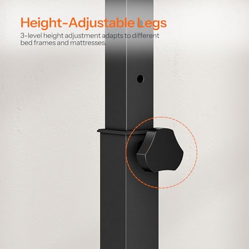 Height-Adjustable Headboard with Outlets - Full Size, Ergonomic Design & Storage Shelf