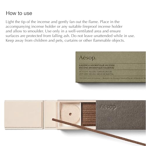 Aesop Vetiver & Sandalwood Incense Sticks - Earthy Aromatic Home Fragrance, 33 Pack
