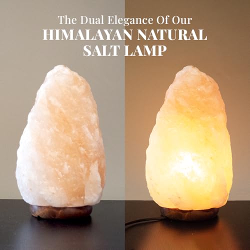 Extra Large Himalayan Pink Salt Lamp - 10-12 Inch Tall, 11-15 lbs, Hand-Carved Crystal Rock with Wooden Base, Dimmable Cord & Bulb Included