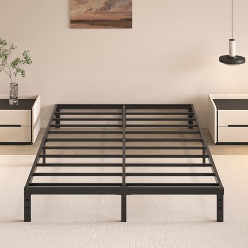 HOBINCHE Queen Bed Frame 10 Inch Platform No Box Spring Needed, Heavy Duty Steel Support