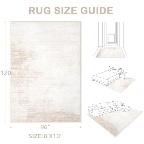 MXSANYOO 8x10 Beige Washable Modern Abstract Rug Non-Slip Indoor Carpet