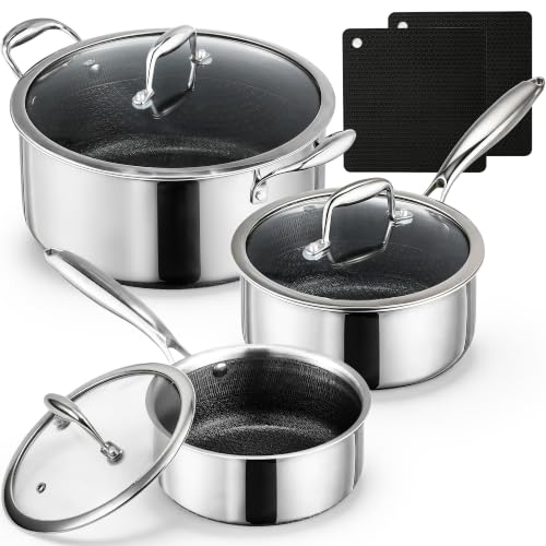 8-Piece Stainless Steel Cookware Set with Lids - Soup Pots & Saucepans