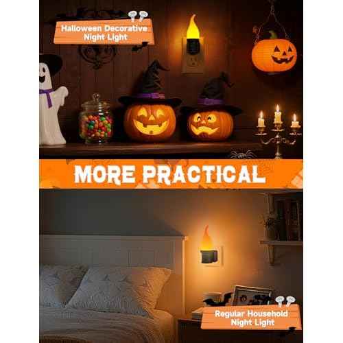 Christmas Night Lights Plug in 2 Pack, 3 Modes Candle Night Light with Dusk to Dawn Sensor, Flickering Flame Halloween NightLights for Parties, Home Decor