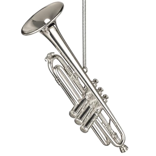 Silver Trumpet Christmas Ornament Music Decor Holiday Tree Decoration