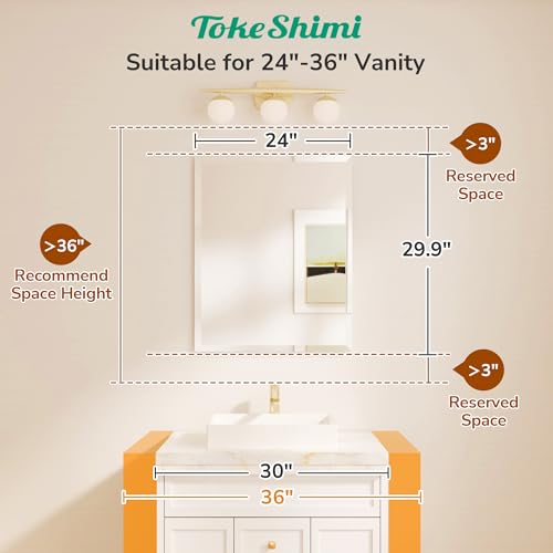Frameless Bathroom Vanity Mirror 24x30 Inch Beveled Edge - Vertical/Horizontal Mount