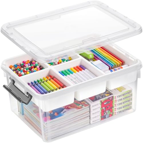 Citylife 17QT Clear Craft Storage Box with Removable Tray - 17 Qt, 1 Pack