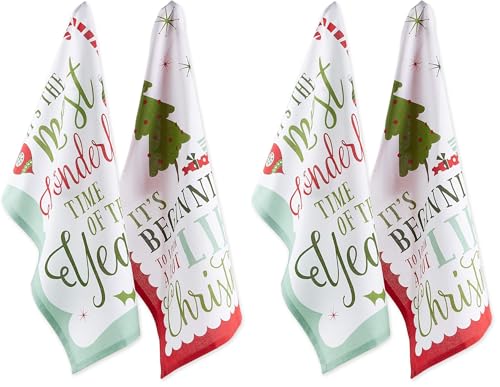 DII Holiday Kitchen Towel Set 18x28 Inches, Christmas Sayings, Pack of 2