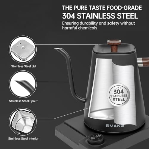 SMANGPER 1L Electric Gooseneck Kettle with Precise Temperature Control