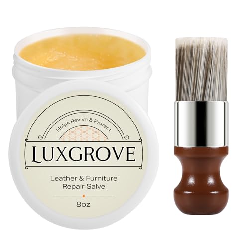 Wood & Leather Furniture Repair Salve with Brush - 8oz, Pack of 1 - Revive Dull, Dry Surfaces
