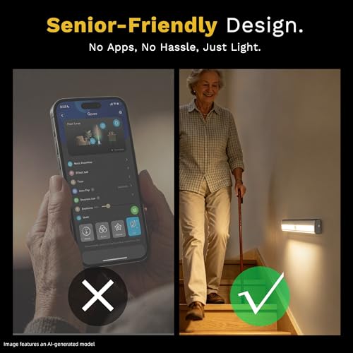 Lexall 6 Pack Battery-Powered Motion Sensor LED Closet Lights, Easy Stick-On Indoor Lighting