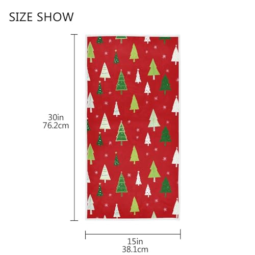 Christmas Tree Hand Towels - Ultra Soft Red Kitchen & Bathroom Towels, 16x30 in - Holiday Decor