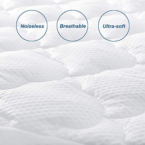 Twin Mattress Pad Cover - Deep Pocket Quilted Fitted Air Mattress Topper - Microfiber, Polyester Fill - Variation of Case Fabric Microfiber, Polyester Fill, Twin 15-23 Inch Deep