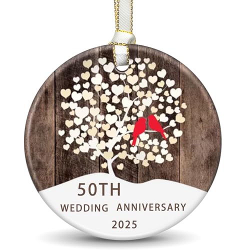 50th Anniversary Wedding Ornament, 50th Wedding, Happy 50th Anniversary Romantic Gifts for Couple, Parents, Wife, Husband, Friends