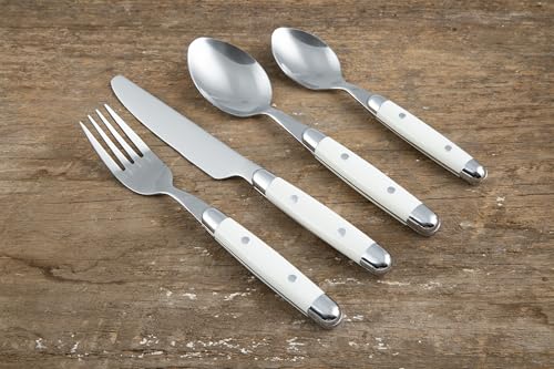 Cambridge Jubilee White Flatware Set for 4 - 16-Piece Stainless Steel Dinnerware