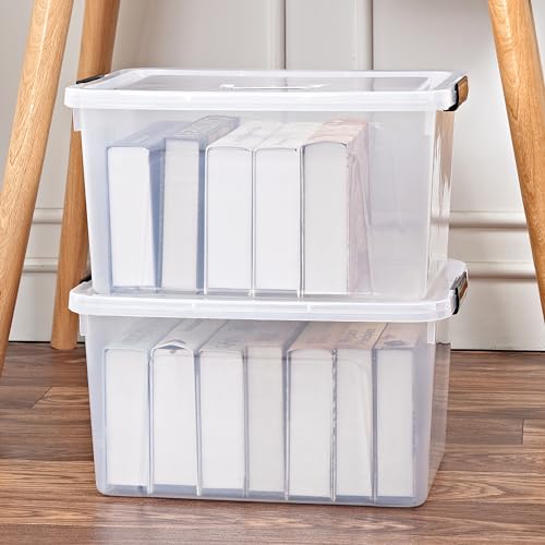 JUJIAJIA 19 Quart Clear Plastic Storage Bins with Lids - 6 Pack, Stackable, Handle
