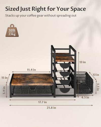 VA1KENE Coffee Station Organizer with 90 K-Cup Capacity - Multi-Tier Coffee Bar Storage