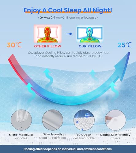 Cooling Neck Support Pillow - Adjustable Cervical Memory Foam Queen Dark Grey