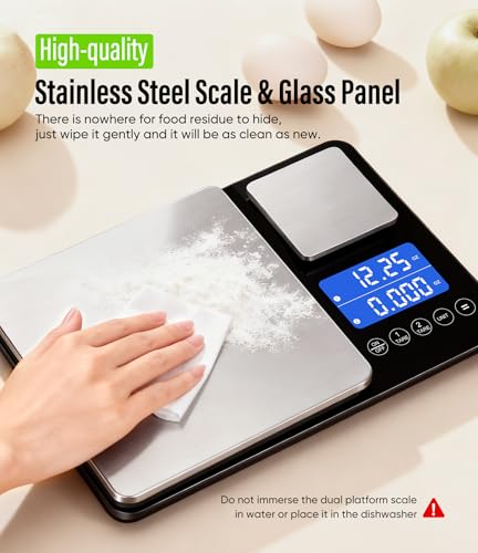 Dual Platform Digital Kitchen Scale 33 lb & 1.1 lb Food Weighing Machine