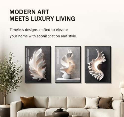 MuSeek 3-Piece Framed Abstract Wall Art Set 16x24 Inches Modern Living Room Decor