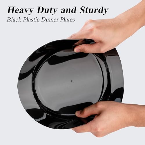 Black Plastic Dinner Plates 10 Inch - 100 Pack for Events & Parties - Variation: Black-100 / 10inch