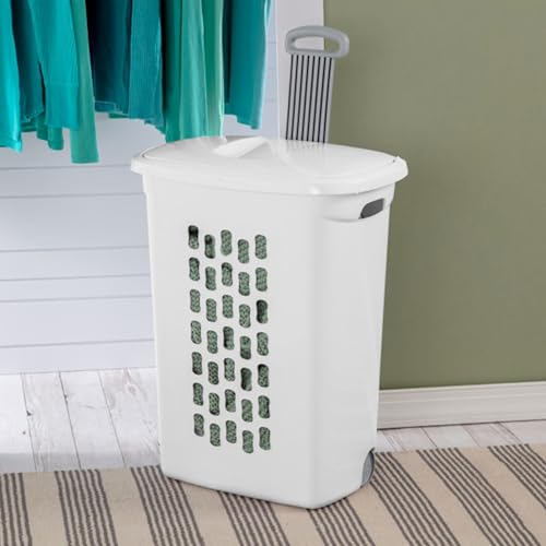 Sterilite 3-Pack Ultra Wheeled Laundry Hamper with Flip-Top Lid, White