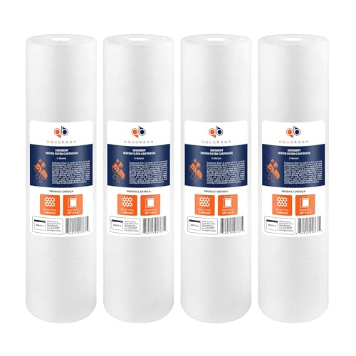 Aquaboon 1 Micron Sediment Water Filter Replacement 4-Pack - 20 x 4.5 Inch